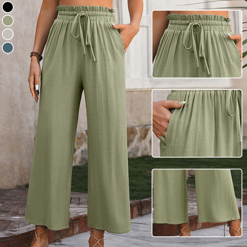 Nuevo Pantalón De Cintura Alta Para Mujer Palazzo Pantalones Anchos de  Pierna Ancha Pantalones Casuales Sueltos de Mujer