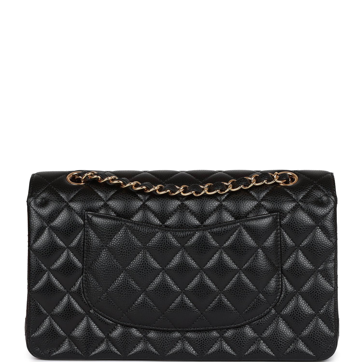 CC Medium Classic Double Flap Bag Black Caviar Gold Hardware