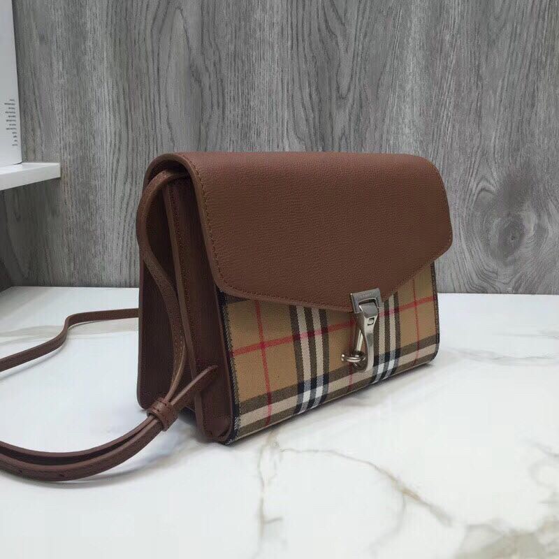 bb Small Vintage Check And Crossbody Bag Brown For Women, Women's Bags 9in/24cm