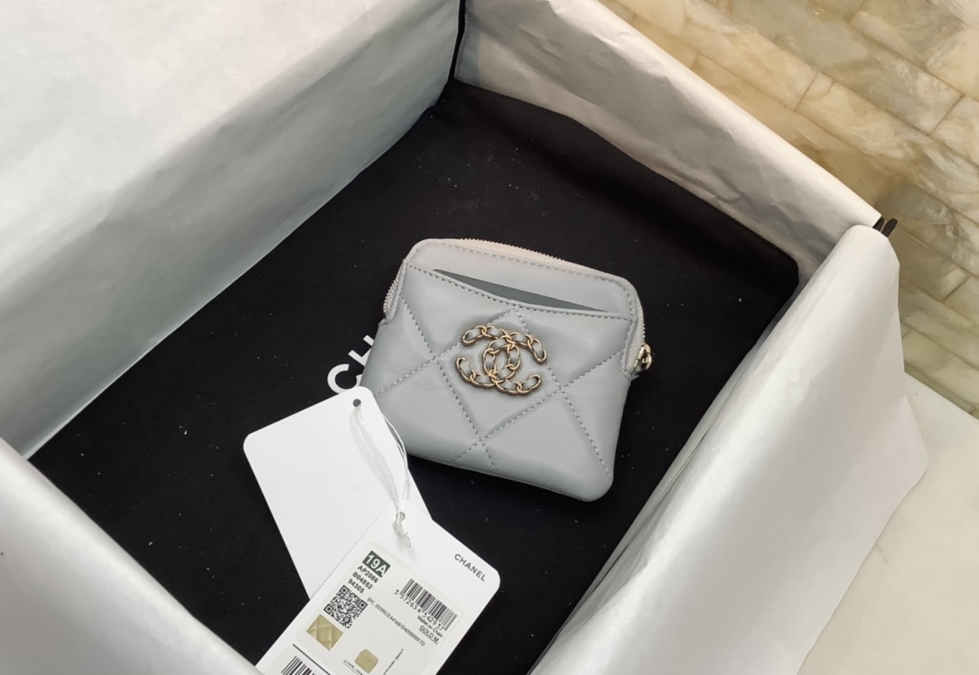 cc CO-CO Card Holder 12cm/4.7in Gold Hardware For Women Grey