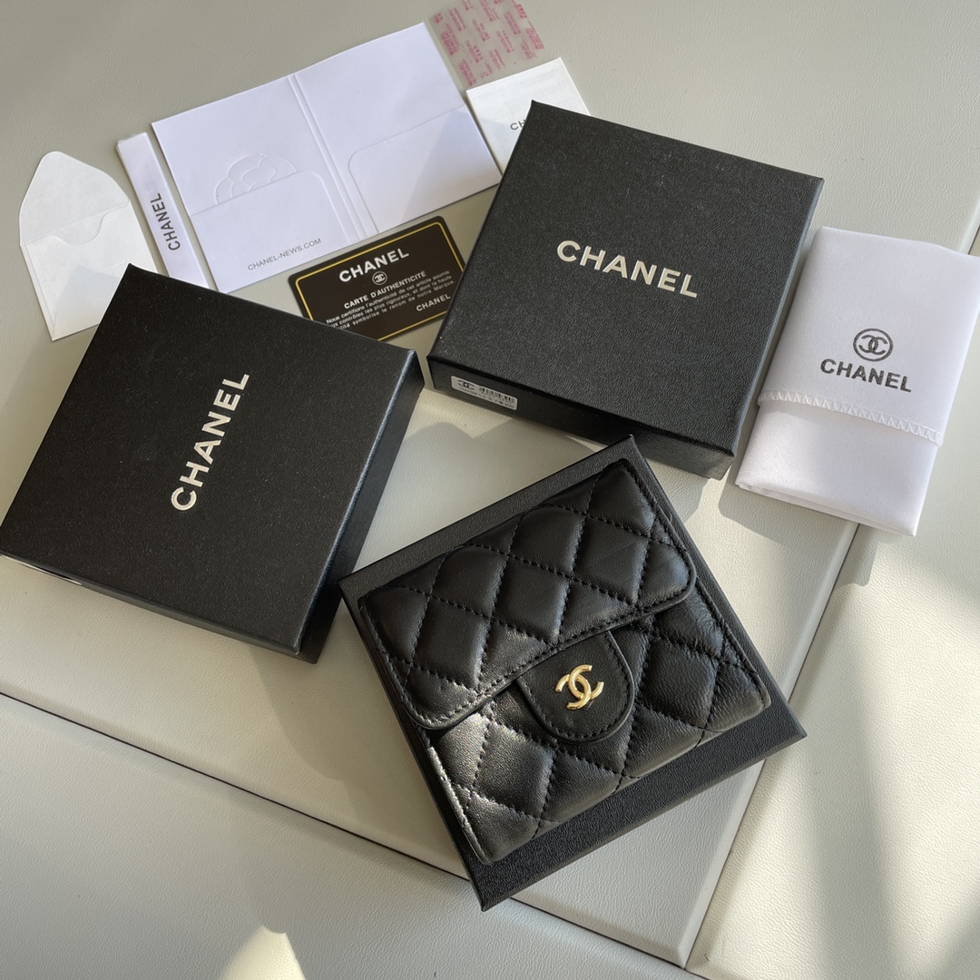 cc Small Classic Flap Wallet Black Bag For Women 10.5cm/4.1in AP0231 Y01295 C3906