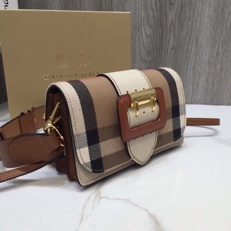 bb The Small Buckle Bag In House Check Beige For Women, Women's Bags 7.5in/19cm