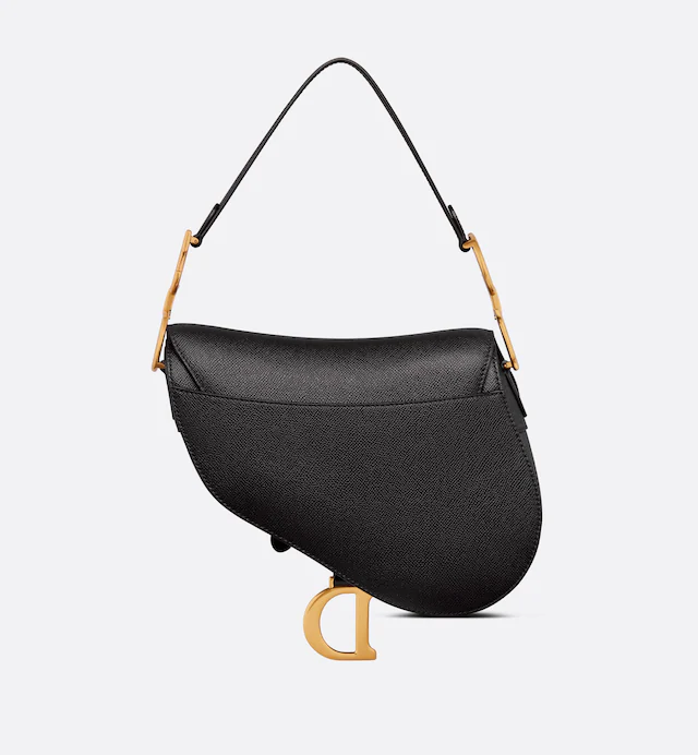 CHRISTIAN D Grained Calfskin Saddle Bag Black
