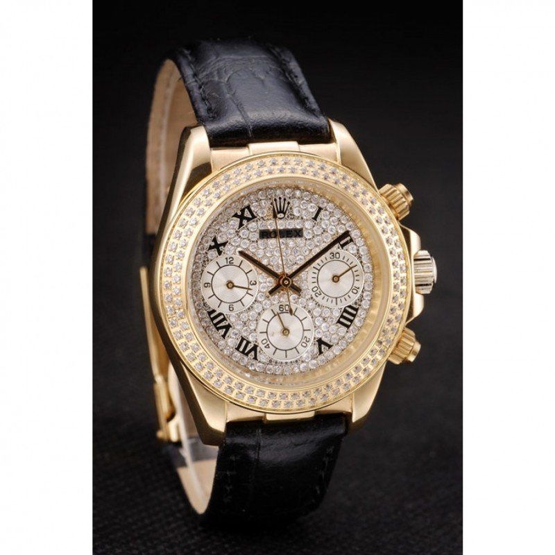 Rw Daytona Lady Gold Case Crystal Studded Bezel Crystal Studded Dial 98238