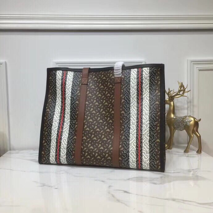 bb Monogram Stripe E-Canvas Portrait Tote Bag Bridle Brown For Women, Women's Bags 15.7in/34cm