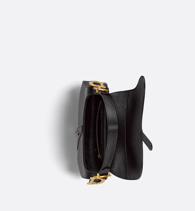 CHRISTIAN D Grained Calfskin Saddle Bag Black