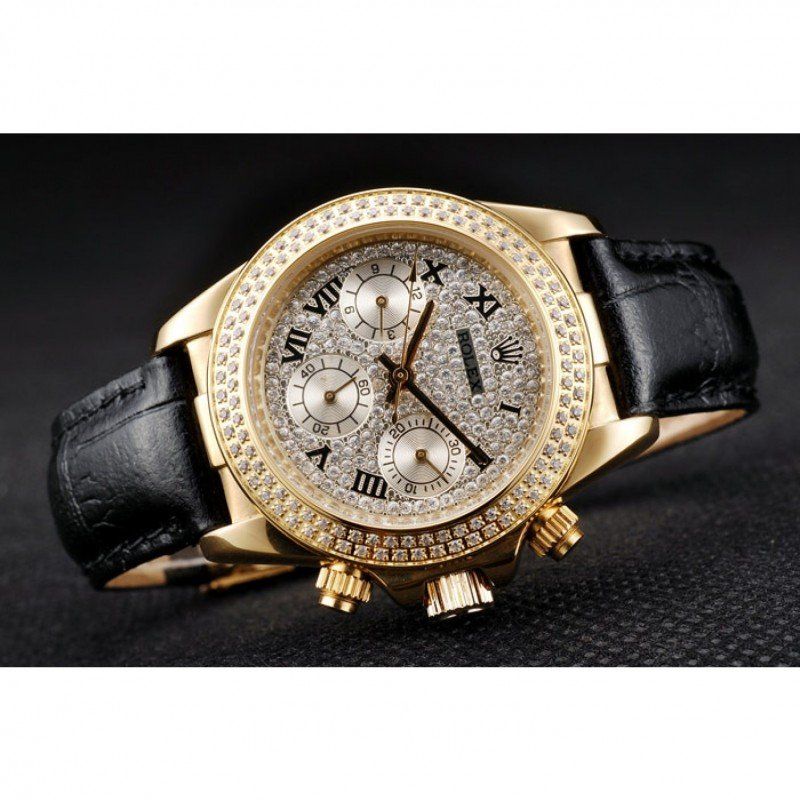 Rw Daytona Lady Gold Case Crystal Studded Bezel Crystal Studded Dial 98238