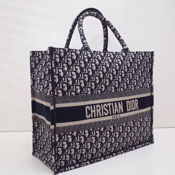 D Book Tote Bag In Blue Oblique Canvas