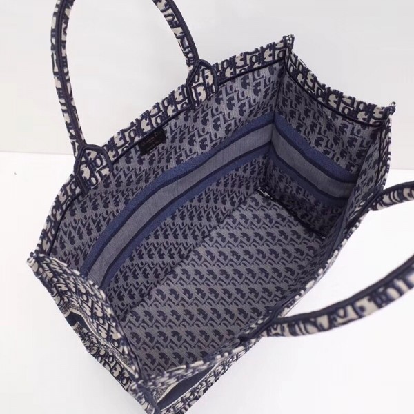 D Book Tote Bag In Blue Oblique Canvas