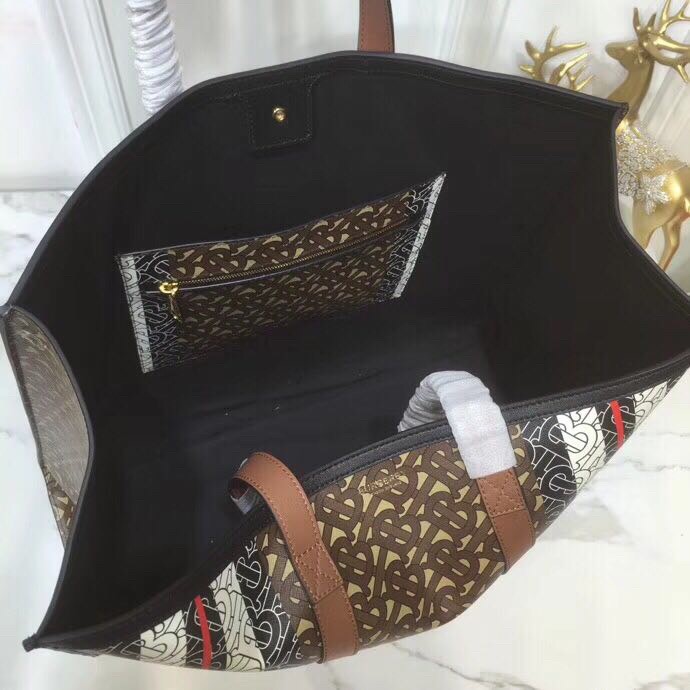 bb Monogram Stripe E-Canvas Portrait Tote Bag Bridle Brown For Women, Women's Bags 15.7in/34cm