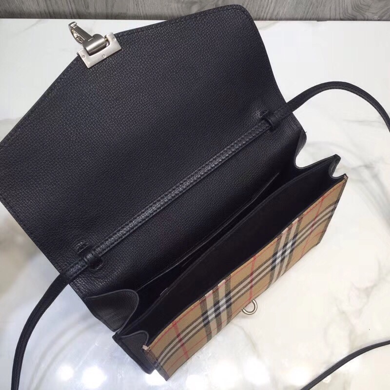 bb Small Vintage Check And Crossbody Bag Black For Women, Women's Bags 9in/24cm