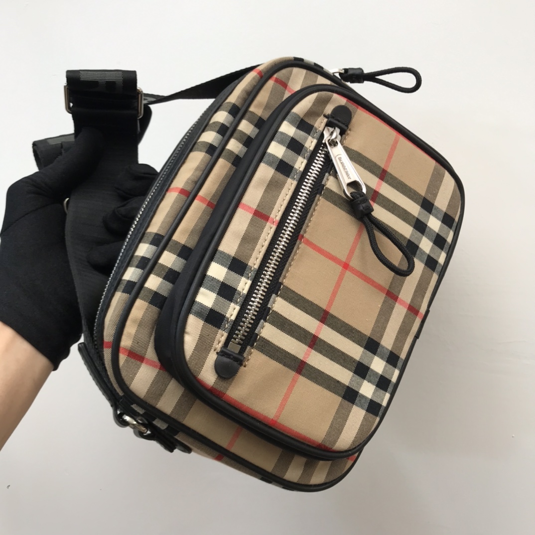 bb Vintage Check And Crossbody Bag For Men, Men's Bags 8.6in/22cm