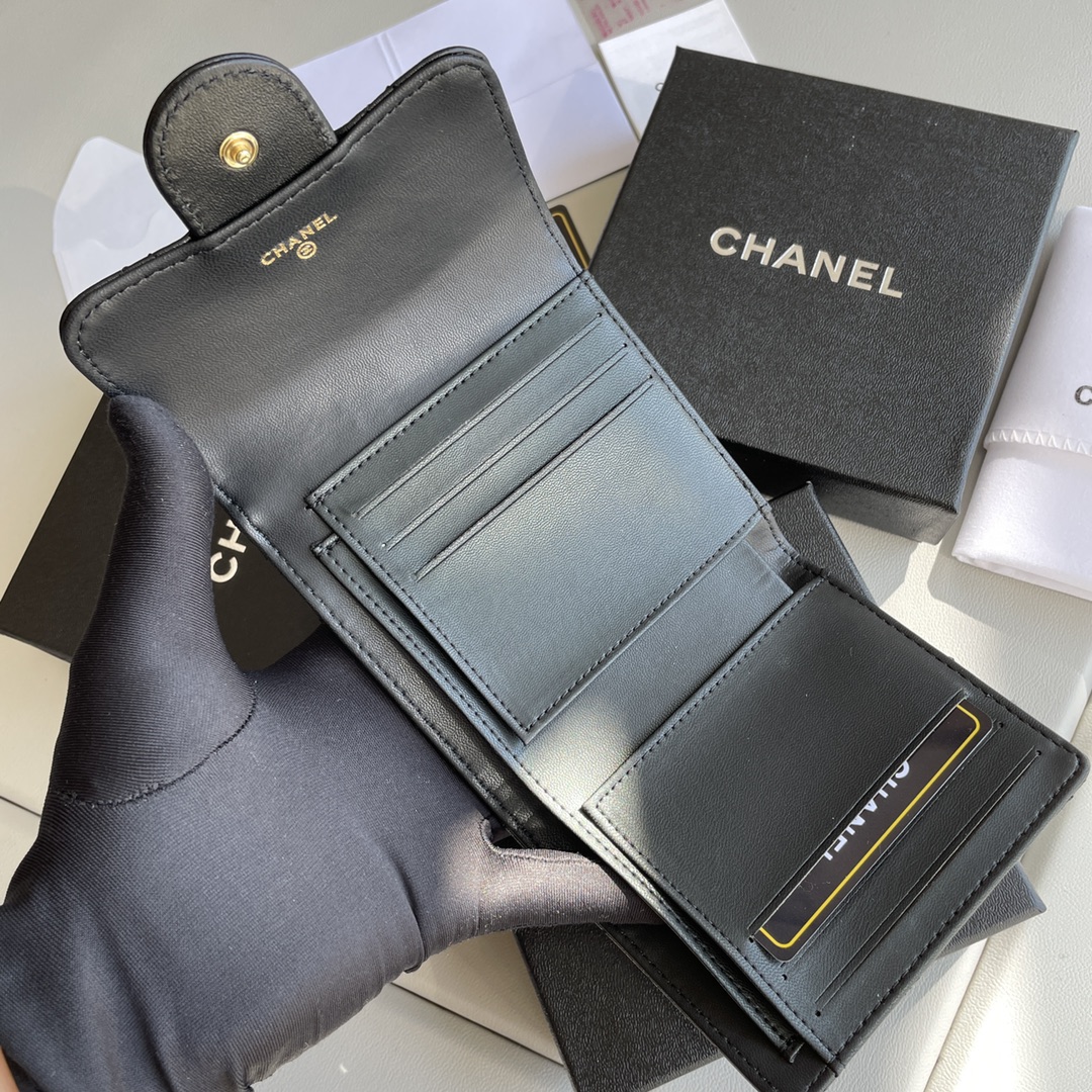 cc Small Classic Flap Wallet Black Bag For Women 10.5cm/4.1in AP0231 Y01295 C3906