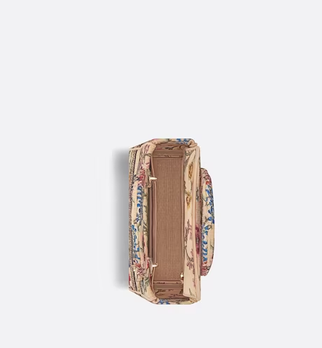 MEDIUM LADY D-LITE BAG Natural Multicolor Raffia Embroidered with D Petites Fleurs