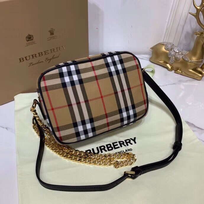 bb Vintage Check Cotton Camera Bag Neutral For Women, Women's Bags 7.7in/19.5cm