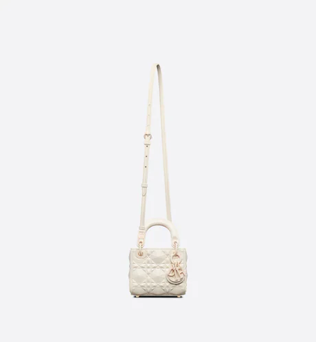 MICRO LADY D BAG Latte Cannage Calfskin with Diamond Motif