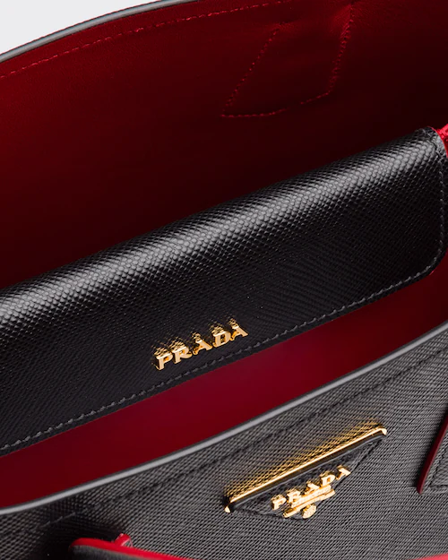 PP Small Saffiano Leather Double PP Bag in Black