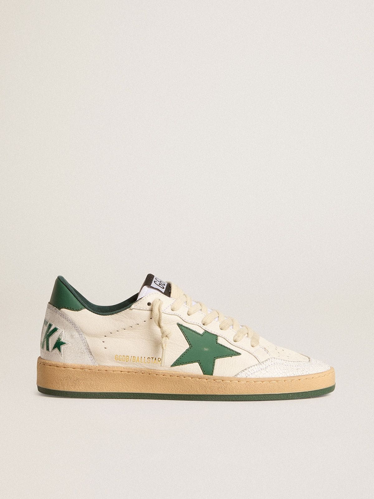 Ball-Star Wishes Nappa Leather (White) with Leather Star & Heel Tab (Green)