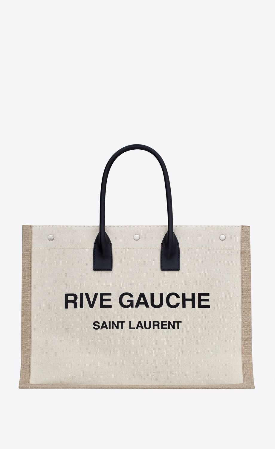 Y RIVE GAUCHE LARGE TOTE BAG IN PRINTED CANVAS AND LEATHER