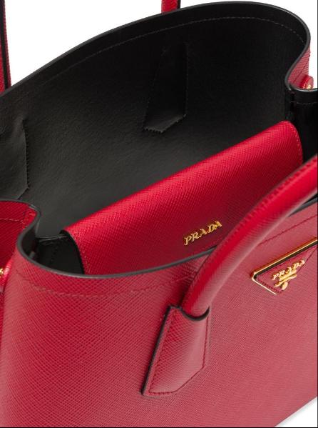 PP Small Saffiano Leather Double PP Bag in Black