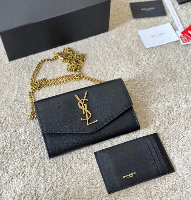 Y Uptown Leather Clutch  White