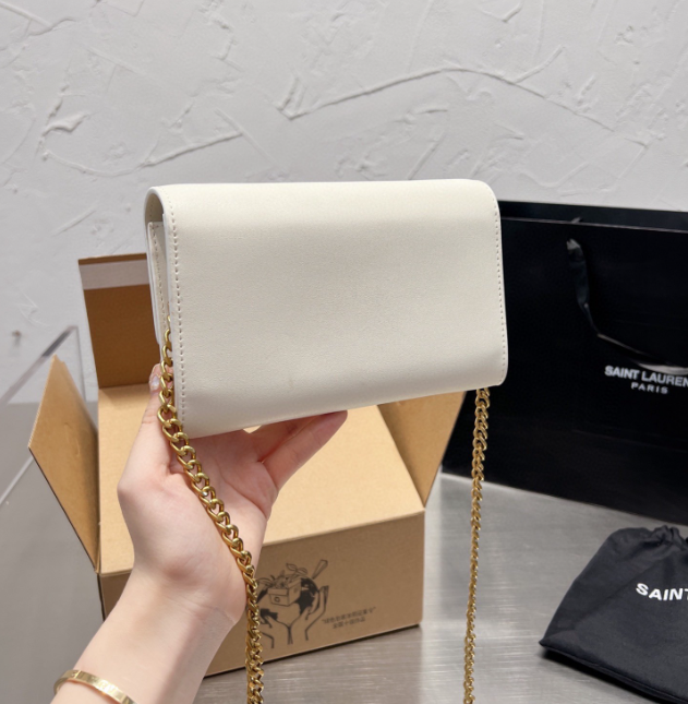 Y Uptown Leather Clutch  White