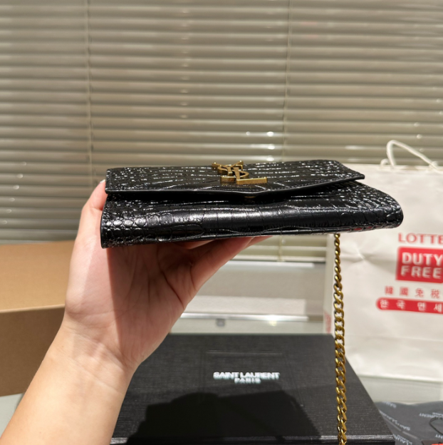 Y Uptown Leather Clutch  White