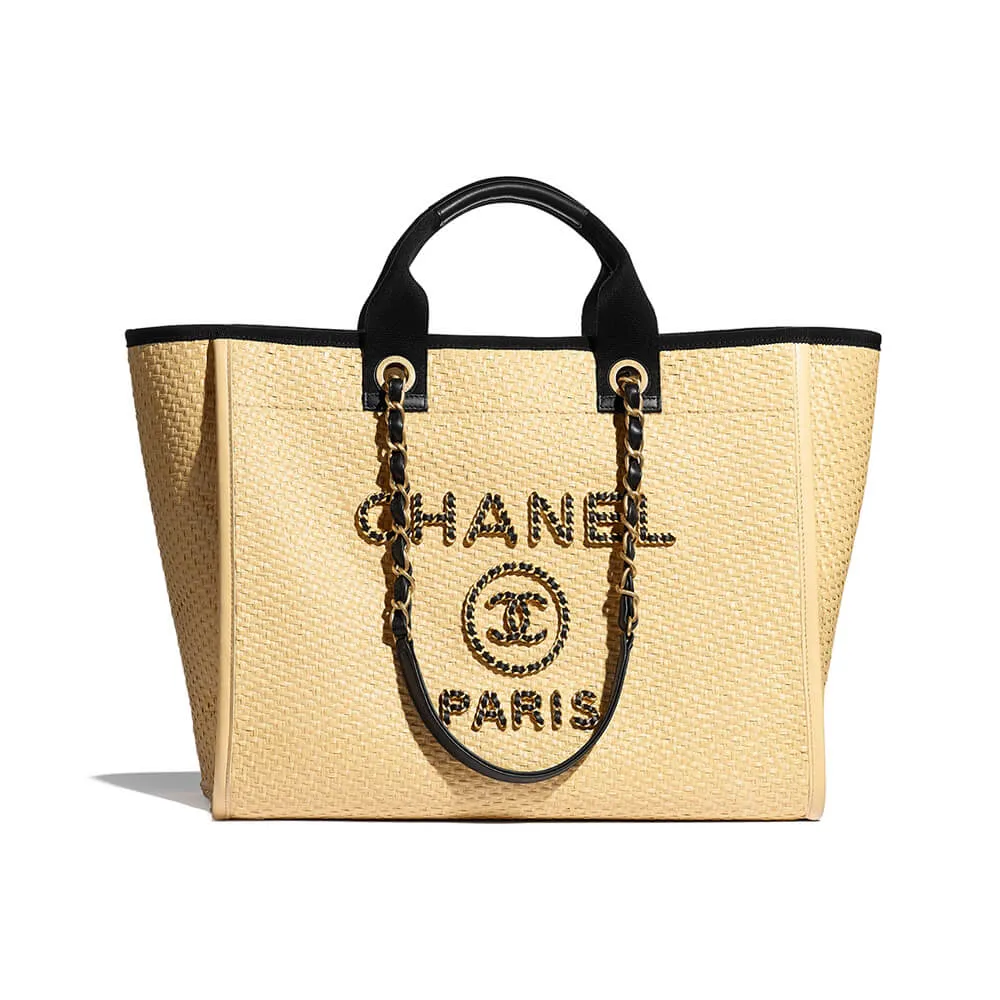 CC Large Deauville Tote Woven Chain Leather Logo 21S