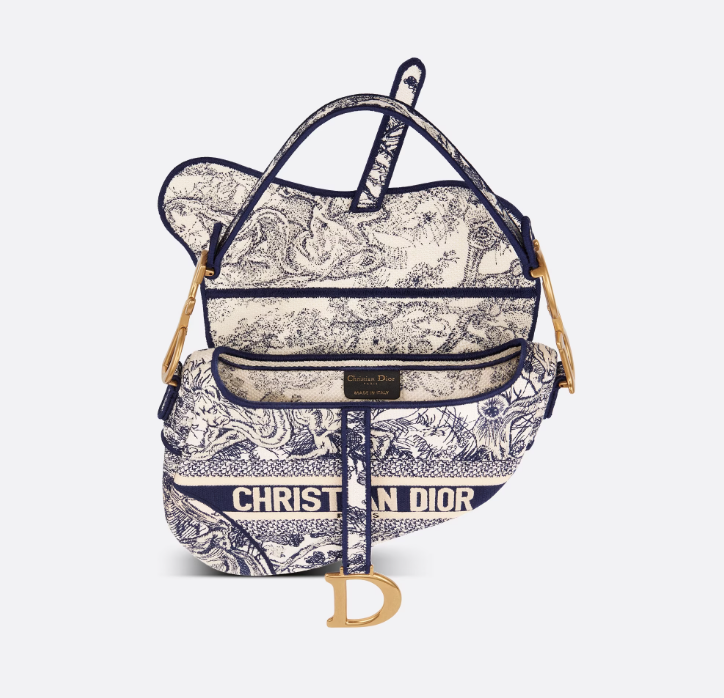 CD SADDLE BAG Blue Toile de Jouy Embroidery Reference: M0446CTDT_M808