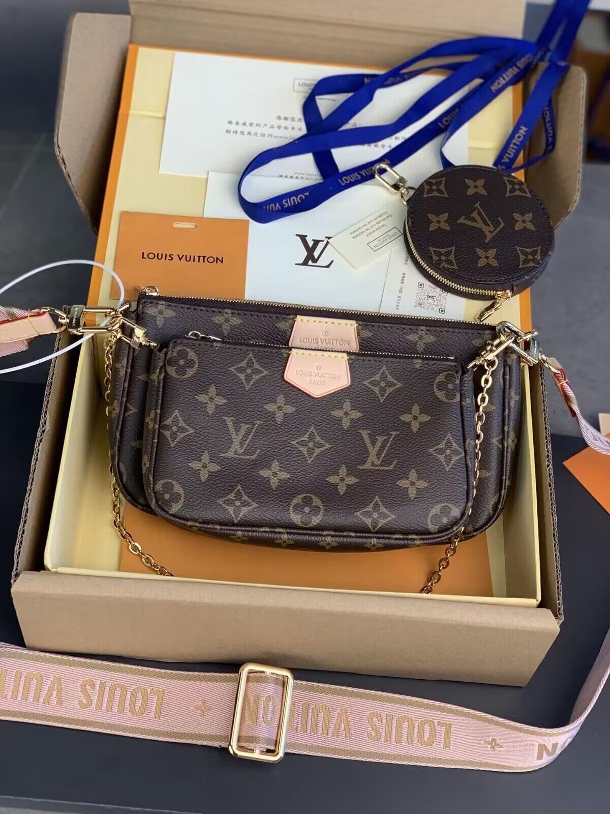 Two belt and one louis bag