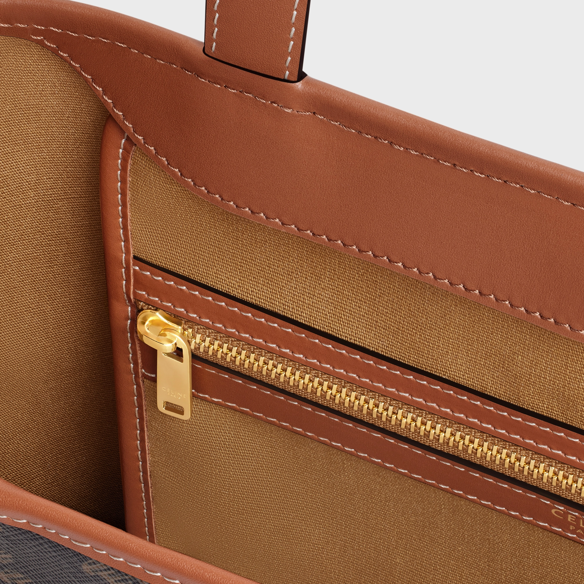 MEDIUM CABAS IN TRIOMPHE CANVAS AND CALFSKIN TAN