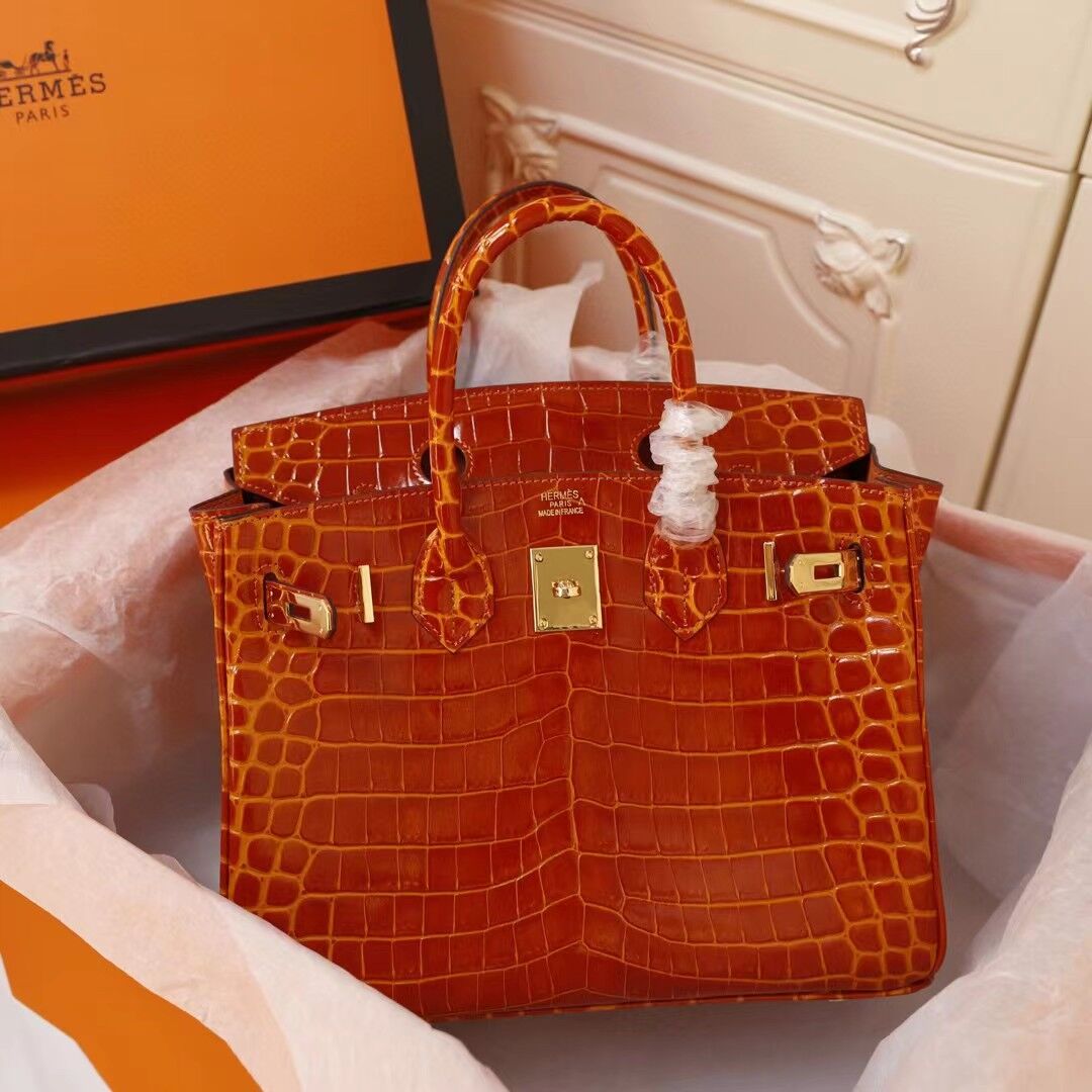 H Birkin 25, 30, 35  Electric Shiny Niloticus Crocodile gold Hardware