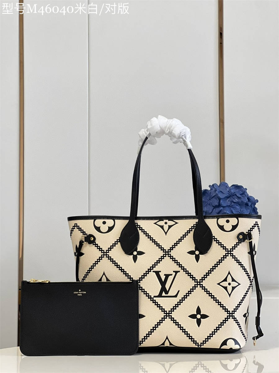 Louis Neverfull MM Monogram Empriente Cream/Black size:31*28*14 cm