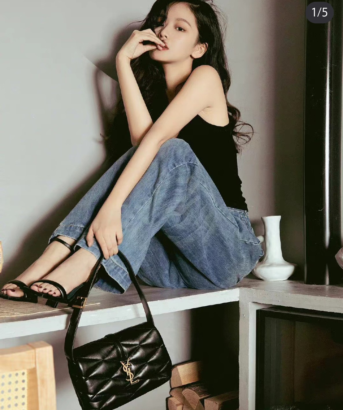 Y Le 57 Hobo Bag in Quilted Lambskin size: 27*20 cm