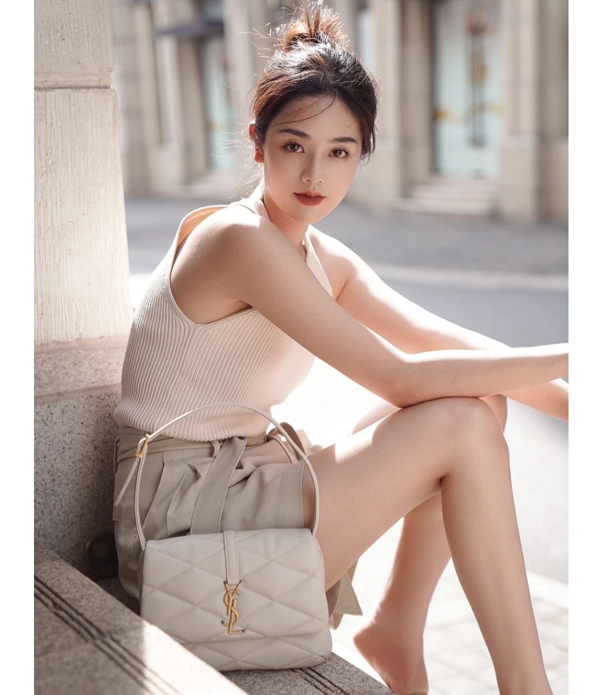 Y Le 57 Hobo Bag in Quilted Lambskin size: 27*20 cm