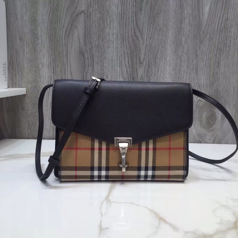 bb Small Vintage Check And Crossbody Bag Black For Women, Women's Bags 9in/24cm