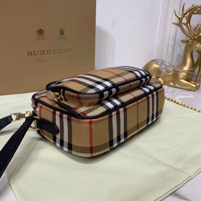 bb Vintage Check Cotton Camera Bag Neutral For Women, Women's Bags 7.7in/19.5cm