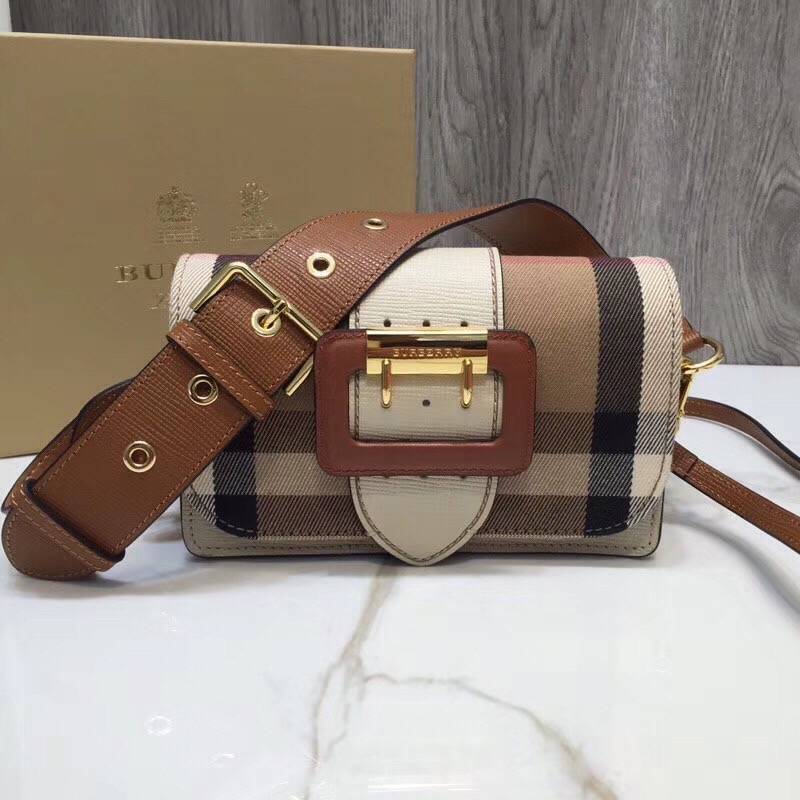 bb The Small Buckle Bag In House Check Beige For Women, Women's Bags 7.5in/19cm