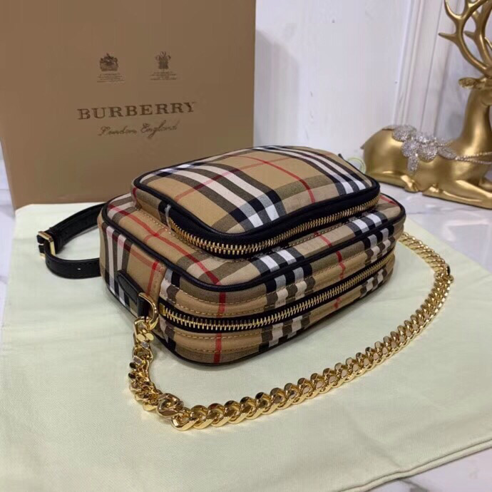 bb Vintage Check Cotton Camera Bag Neutral For Women, Women's Bags 7.7in/19.5cm