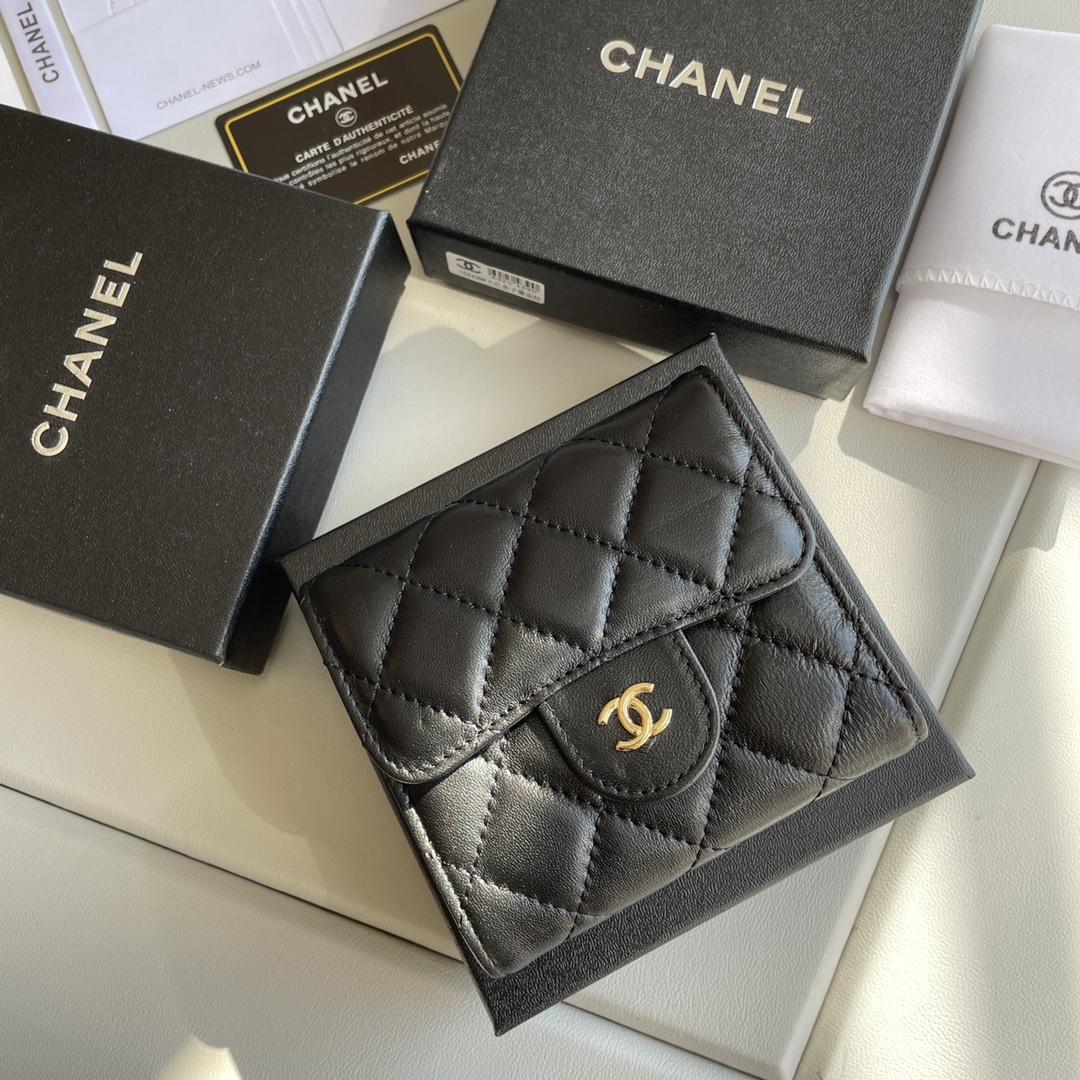 cc Small Classic Flap Wallet Black Bag For Women 10.5cm/4.1in AP0231 Y01295 C3906