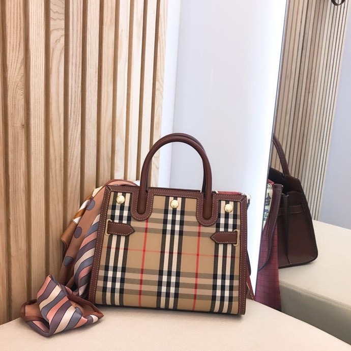 bb Mini Vintage Check Two-handle Title Bag Archive Beige For Women, Women's Bags 10.2in/26cm 80252671