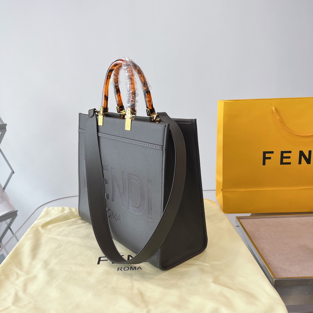 Fd Women Sunshine Medium Leather Shopper-Grey