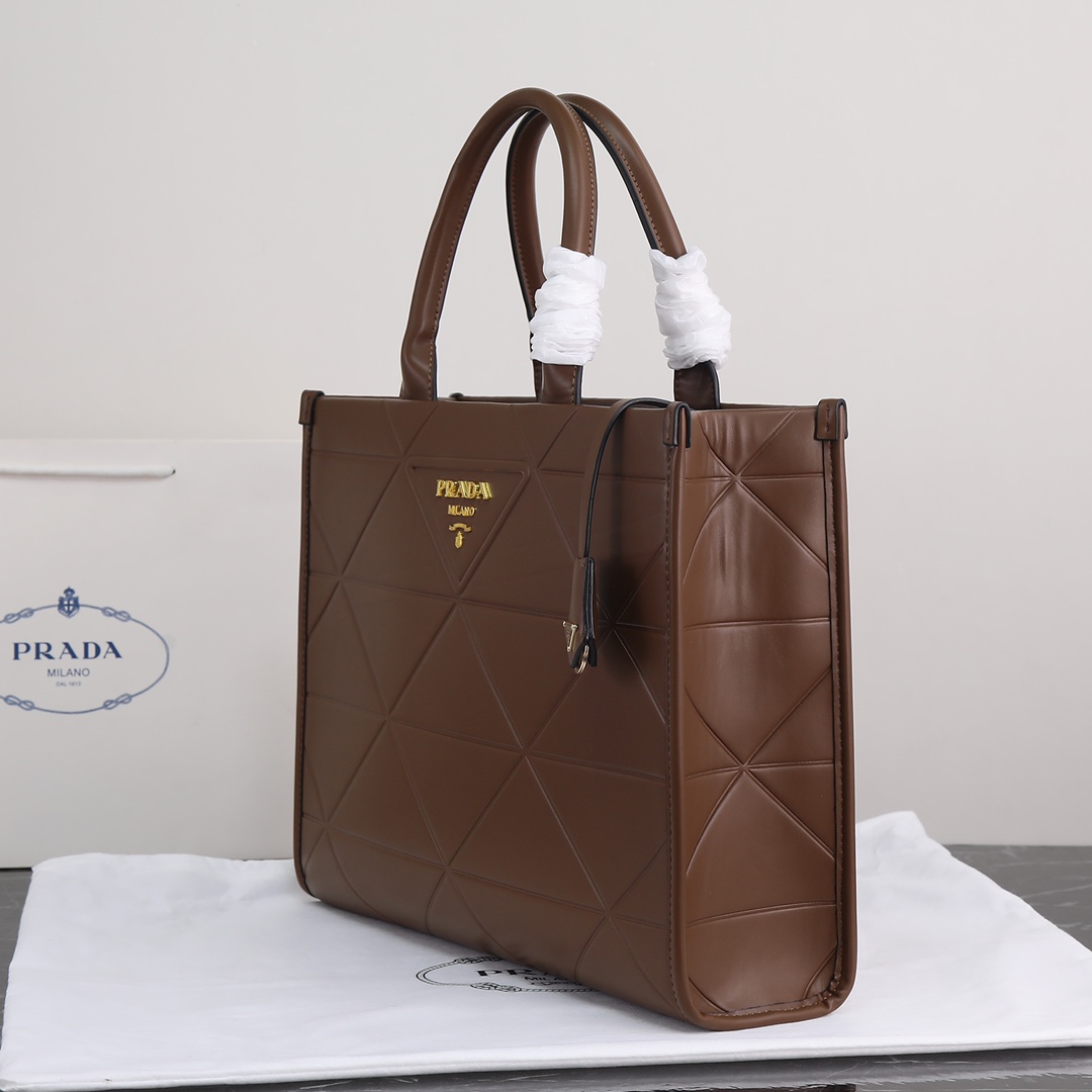 PP big size leather Symbole bag with topstitching