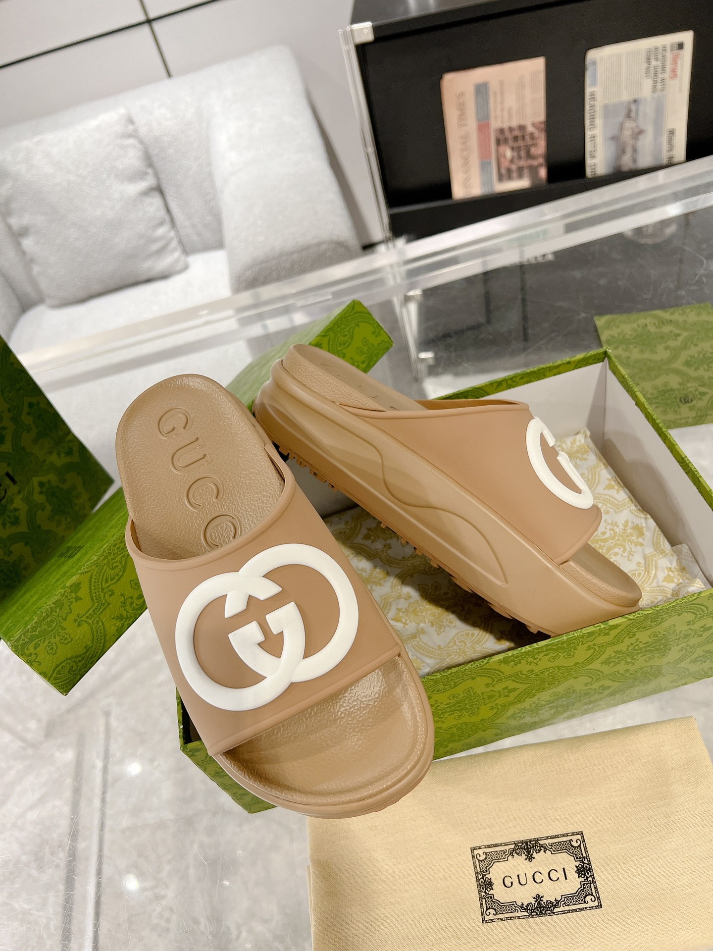 GG new arrival  men and women slippers heels 5 cm