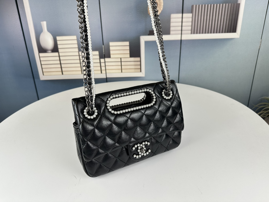 cc Chanel 23A new arrival Pearl bag size: 25x17x7 cm