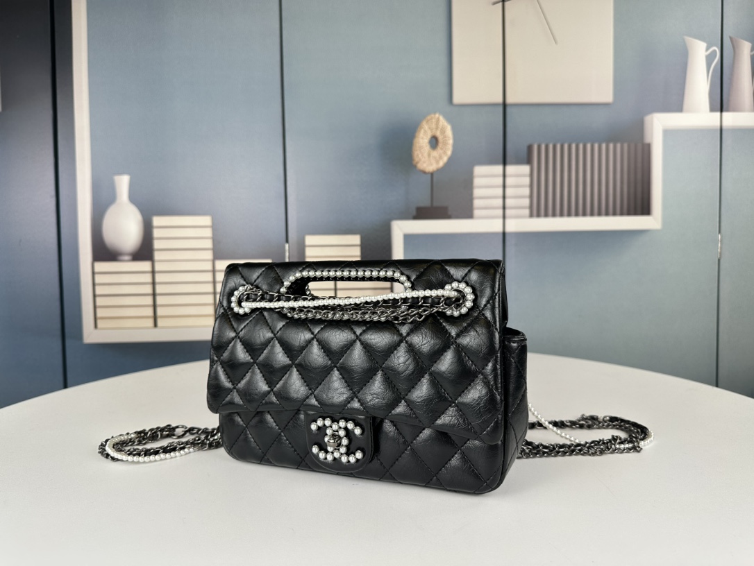 cc Chanel 23A new arrival Pearl bag size: 25x17x7 cm