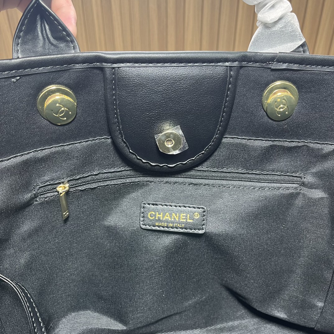 CC leather tote bag black/white size: 36.5/32/15 cm