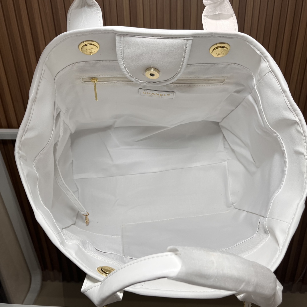 CC leather tote bag black/white size: 36.5/32/15 cm