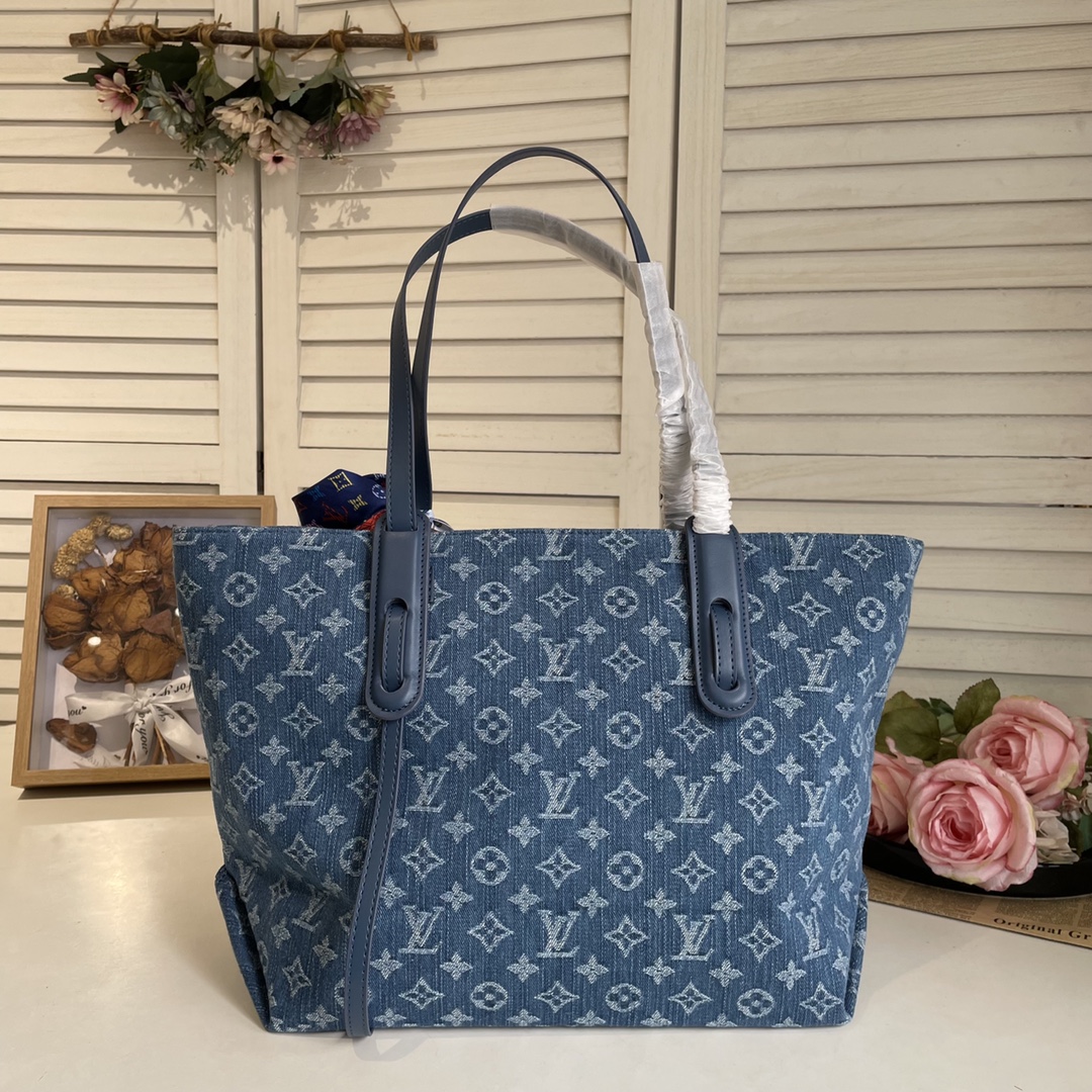 Louis new arrival denim neverfull bag size: 46*28*15 cm