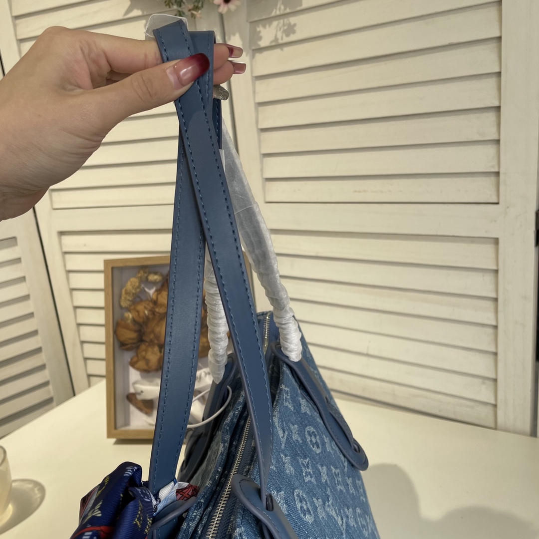 Louis new arrival denim neverfull bag size: 46*28*15 cm